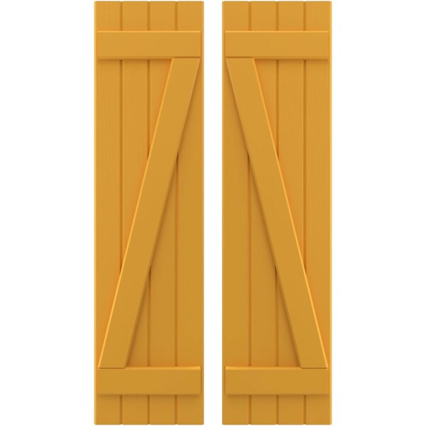 Ekena Millwork Americraft 4-Board (2 Batten) Wood Joined Board-n-Batten Shutters w/ Z-Bar, ARW102BB414X77TUH, PR ARW102BB414X77TUH - main